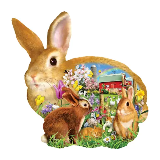 Sunsout Springtime Bunnies 1000 pc Special Shape Easter Jigsaw Puzzle 97038 {1}