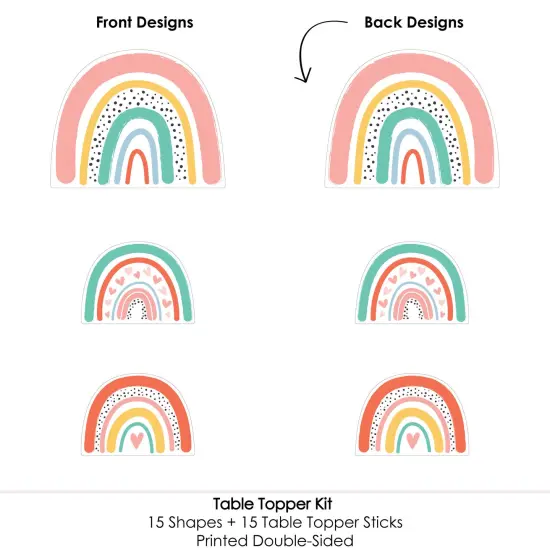 Big Dot of Happiness Hello Rainbow - Boho Baby Shower and Birthday Party Centerpiece Sticks - Table Toppers - Set of 15 {6}