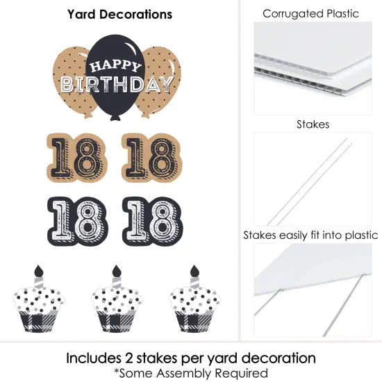 Big Dot of Happiness 18th Milestone Birthday - Yard Sign and Outdoor Lawn Decorations - Happy Birthday Party Yard Signs - Set of 8 {6}