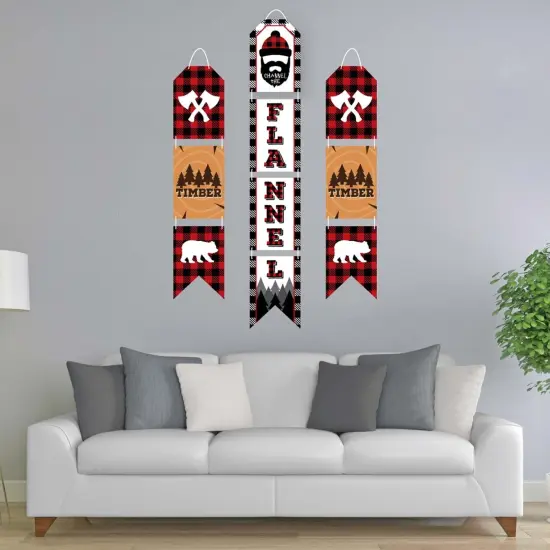 Big Dot of Happiness Lumberjack - Channel The Flannel - Hanging Vertical Paper Door Banners - Buffalo Plaid Party Wall Decor Kit - Indoor Door Decor {3}