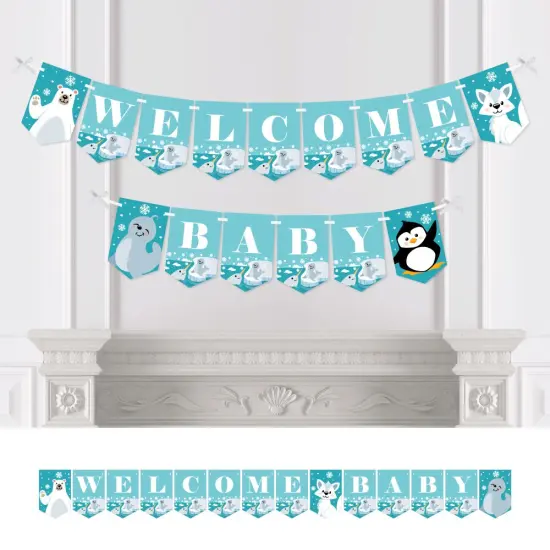 Big Dot of Happiness Arctic Polar Animals - Winter Baby Shower Bunting Banner - Party Decorations - Welcome Baby {1}
