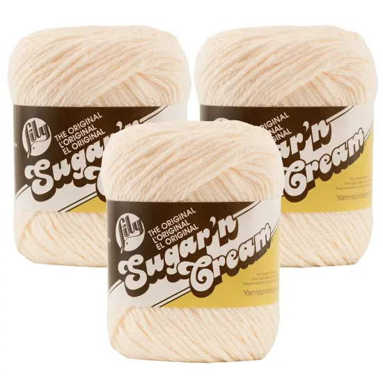 (Pack of 3) Lily Sugar'n Cream Yarn - Solids-Soft Ecru {1}