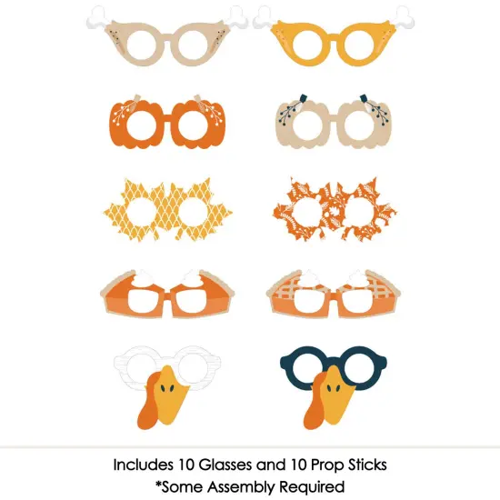 Big Dot of Happiness Happy Thanksgiving Glasses - Paper Card Stock Fall Harvest Party Photo Booth Props Kit - 10 Count {4}