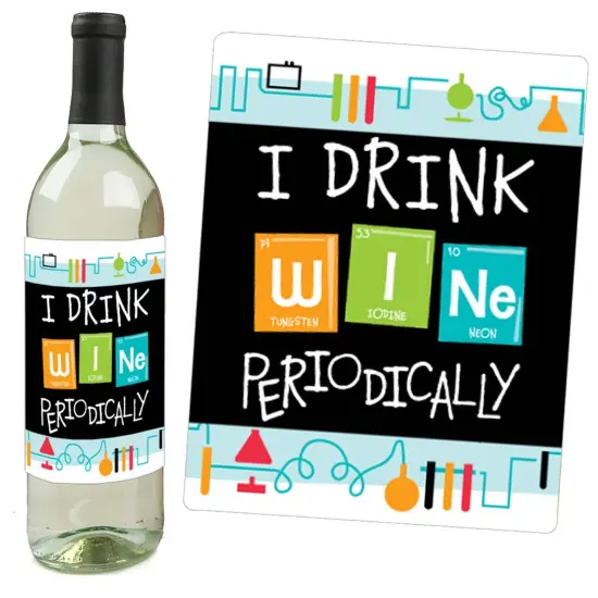 Big Dot of Happiness Scientist Lab - Baby Shower or Birthday Party Decorations for Women and Men - Wine Bottle Label Stickers - Set of 4 {3}