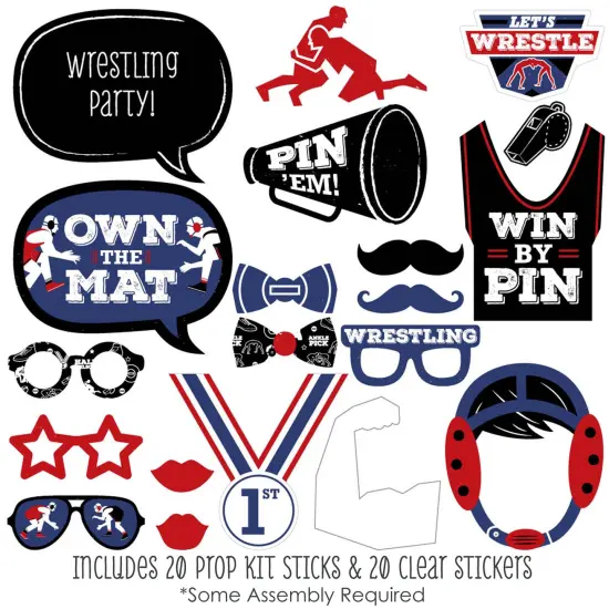 Big Dot of Happiness Own the Mat - Wrestling - Birthday Party or Wrestler Party Photo Booth Props Kit - 20 Count {3}