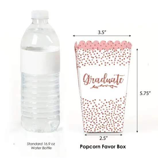 Big Dot of Happiness Rose Gold Grad -Graduation Party Favor Popcorn Treat Boxes - Set of 12 {3}