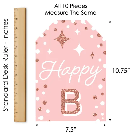 Big Dot of Happiness Pink Rose Gold Birthday - Hanging Vertical Paper Door Banners - Happy Birthday Party Wall Decoration Kit - Indoor Door Decor {7}