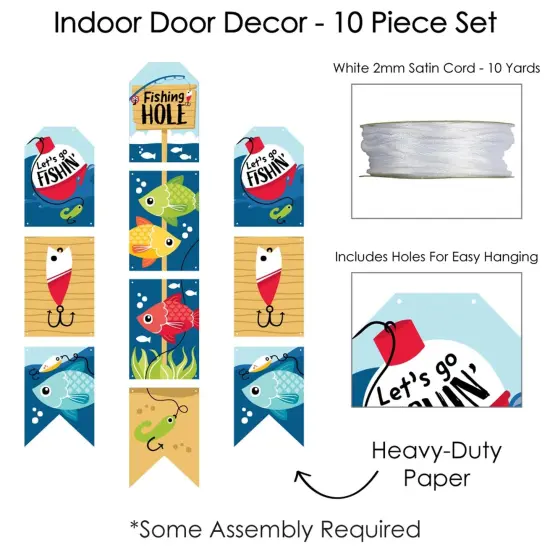 Big Dot of Happiness Let's Go Fishing - Hanging Vertical Paper Door Banners - Fish Birthday Party or Baby Shower Wall Decor Kit - Indoor Door Decor {6}