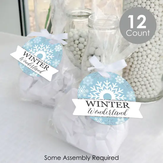 Big Dot of Happiness Winter Wonderland - Snowflake Holiday Party and Winter Wedding Clear Goodie Favor Bags - Treat Bags With Tags - Set of 12 {3}