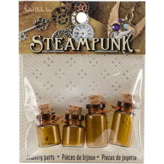 Solid Soak Steampunk Glass Accents 4/Pkg-Poison Bottle {1}