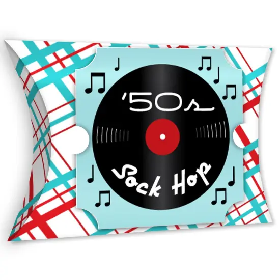 Big Dot of Happiness 50&rsquo;s Sock Hop - Favor Gift Boxes - 1950s Rock N Roll Party Large Pillow Boxes - Set of 12 {1}