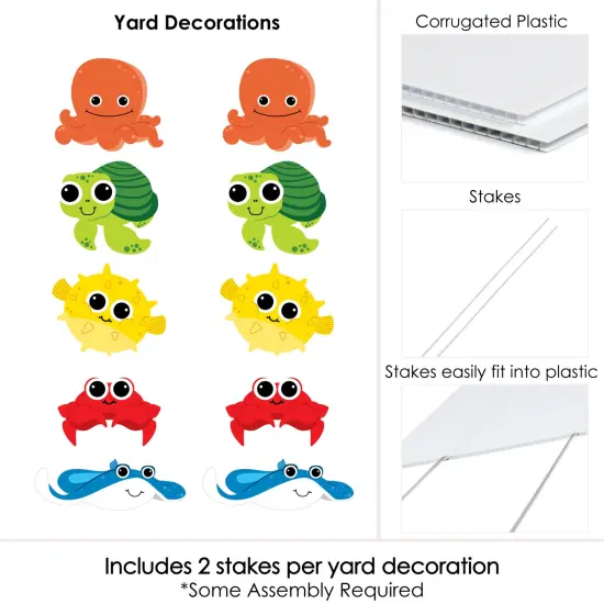 Big Dot of Happiness Under the Sea Critters - Lawn Decorations - Outdoor Birthday Party or Baby Shower Yard Decorations - 10 Piece {7}