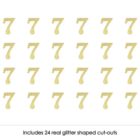 Big Dot of Happiness Gold Glitter 7 - No-Mess Real Gold Glitter Cut-Out Numbers - 7th Birthday Party Confetti - Set of 24 {3}