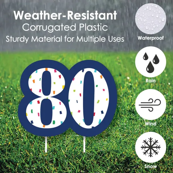 Big Dot of Happiness 80th Birthday - Cheerful Happy Birthday - Lawn Decorations - Outdoor Eightieth Birthday Party Yard Decorations - 10 Piece {6}