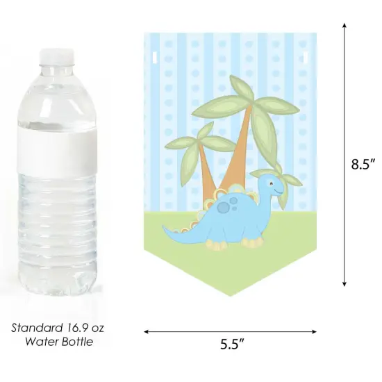 Big Dot of Happiness Baby Boy Dinosaur - Baby Shower Bunting Banner - Blue Party Decorations - Welcome Baby {3}
