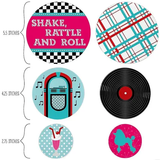 Big Dot of Happiness 50's Sock Hop - 1950s Party Giant Circle Confetti - Rock N Roll Party Decorations - Large Confetti 27 Count {3}