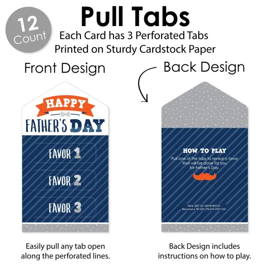 Big Dot of Happiness Happy Father's Day - We Love Dad Party Game Pickle Cards - Kids Coupon Pull Tabs - Set of 12 {4}