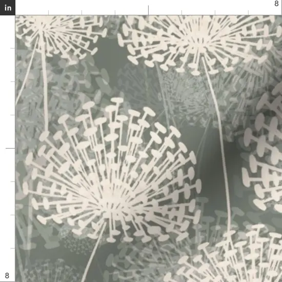 Various Fabrics by the Yard or Fat Quarter Vintage Style Dandelions Gray Cream Neutral Flowers Floral Nature Custom Printed Fabric by Spoonflower {4}