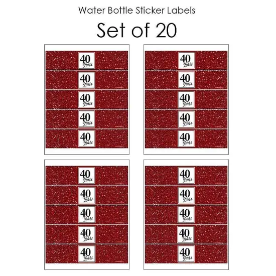 Big Dot of Happiness We Still Do - 40th Wedding Anniversary - Anniversary Party Water Bottle Sticker Labels - Set of 20 {4}