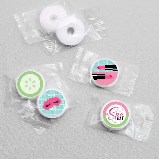 Big Dot of Happiness Spa Day - Girls Makeup Party Round Candy Sticker Favors - Labels Fits Chocolate Candy (1 sheet of 108) {4}