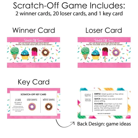 Big Dot of Happiness Sweet Shoppe - Candy and Bakery Birthday Party or Baby Shower Game Scratch Off Cards - 22 Count {6}