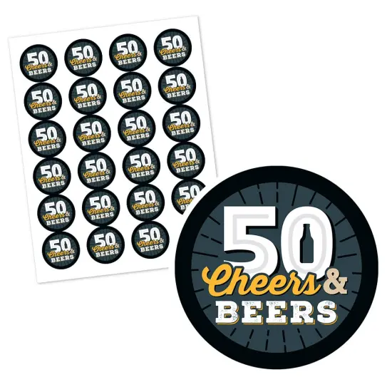Big Dot of Happiness Cheers and Beers to 50 Years - 50th Birthday Party Circle Sticker Labels - 24 Count {3}