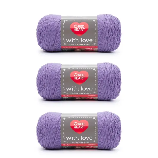 Red Heart With Love Lilac Yarn - 3 Pack of 198g/7oz - Acrylic - 4 Medium (Worsted) - 370 Yards - Knitting/Crochet {1}