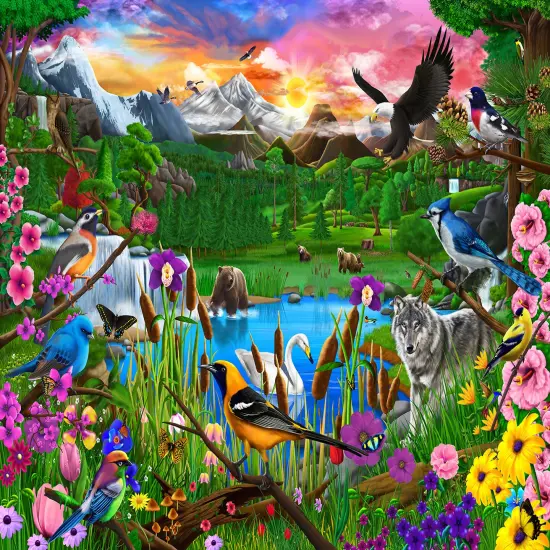 Sunsout Gathering at Yellowstone 300 pc Jigsaw Puzzle 62443 {1}