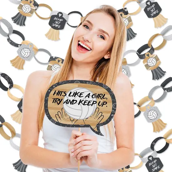 Big Dot of Happiness Bump, Set, Spike - Volleyball - Banner & Photo Booth Decorations - Baby Shower or Birthday Party Supplies Kit - Doterrific Bundle {3}