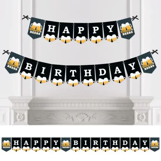 Big Dot of Happiness Cheers and Beers Happy Birthday - Birthday Party Bunting Banner - Birthday Party Decorations - Happy Birthday {1}