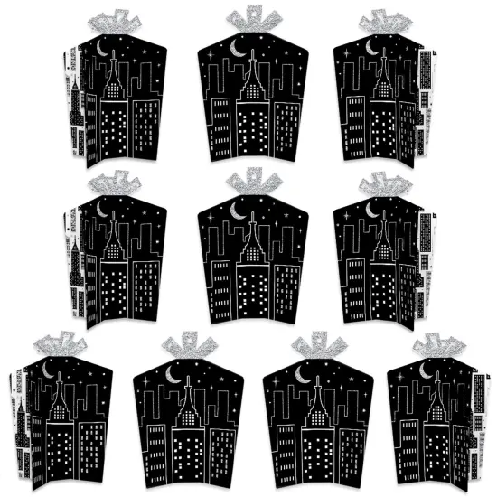 Big Dot of Happiness Nighttime City Skyline - Table Decorations - New York Party Fold and Flare Centerpieces - 10 Count {1}