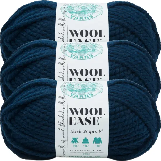 (3 Pack) Lion Brand Wool-Ease Thick & Quick Yarn - Petrol Blue {1}