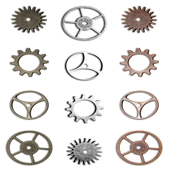 Idea-Ology Metal Sprocket Gears .75" To 1" 12/Pkg-Antique Nickel, Brass & Copper {2}
