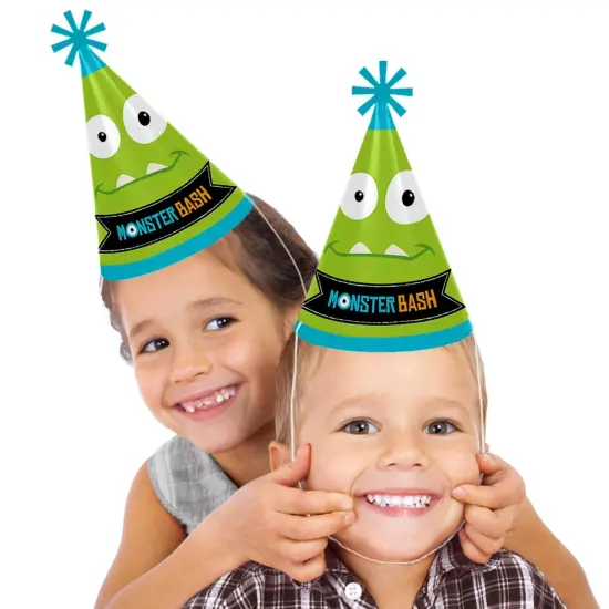 Big Dot of Happiness Monster Bash - Cone Little Monster Happy Birthday Party Hats for Kids and Adults - Set of 8 (Standard Size) {3}