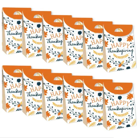 Big Dot of Happiness Happy Thanksgiving - Fall Harvest Gift Favor Bags - Party Goodie Boxes - Set of 12 {6}