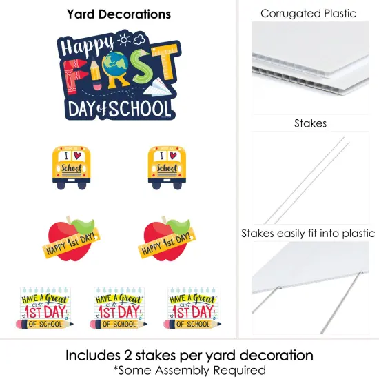 Big Dot of Happiness First Day of School - Yard Sign and Outdoor Lawn Decorations - Back To School Classroom Yard Signs - Set of 8 {6}