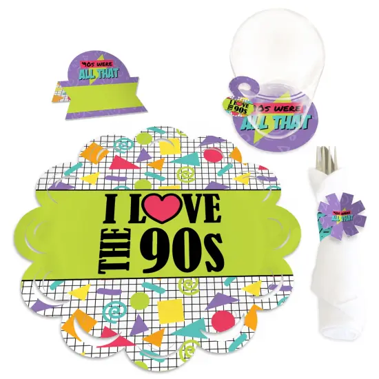 Big Dot of Happiness 90&rsquo;s Throwback - 1990s Party Paper Charger and Table Decorations - Chargerific Kit - Place Setting for 8 {1}