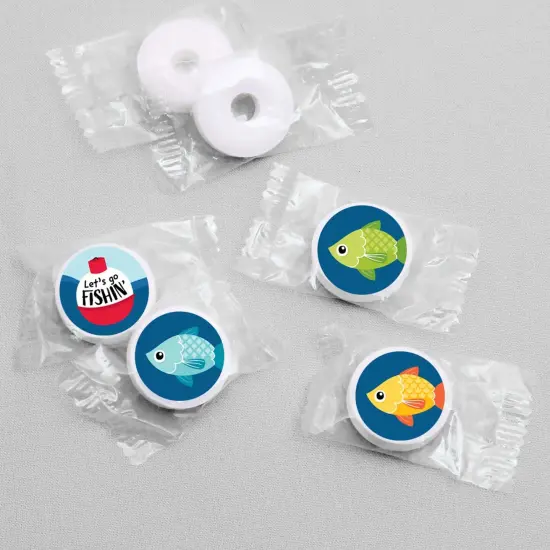 Big Dot of Happiness Let's Go Fishing - Fish Birthday Party or Baby Shower Round Candy Sticker Favors - Labels Fits Chocolate Candy (1 sheet of 108) {4}