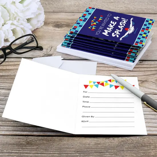 Big Dot of Happiness Making Waves - Swim Team - Fill In Swimming Party or Birthday Party Invitations (8 count) {6}
