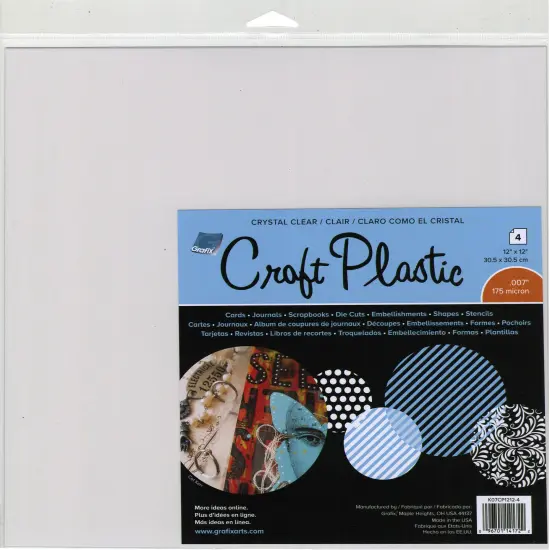 Grafix Craft Plastic Sheets 12"X12" 4/Pkg-Clear .007 {1}