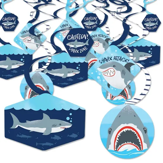 Big Dot of Happiness Shark Zone - Jawsome Party or Birthday Party Hanging Decor - Party Decoration Swirls - Set of 40 {1}