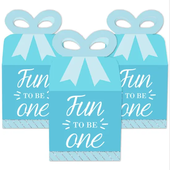 Big Dot of Happiness 1st Birthday Boy - Fun to be One - Square Favor Gift Boxes - First Birthday Party Bow Boxes - Set of 12 {3}