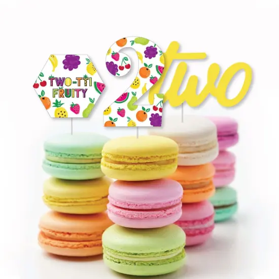 Big Dot of Happiness 2nd Birthday TWO-tti Fruity - Dessert Cupcake Toppers - Frutti Summer Second Birthday Party Clear Treat Picks - Set of 24 {6}