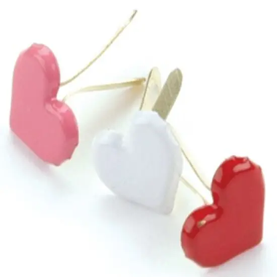 Creative Impressions Painted Metal Paper Fasteners 50/Pkg-Hearts - Red, White & Pink {3}