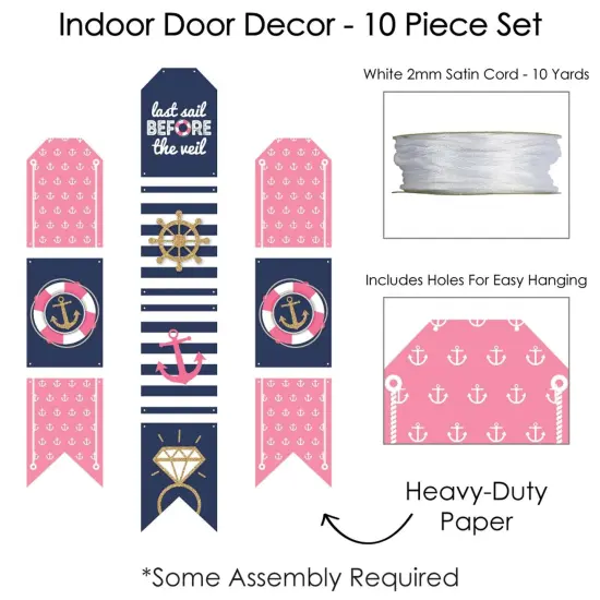 Big Dot of Happiness Last Sail Before The Veil - Hanging Vertical Paper Door Banners - Nautical Bachelorette Wall Decoration Kit - Indoor Door Decor {6}