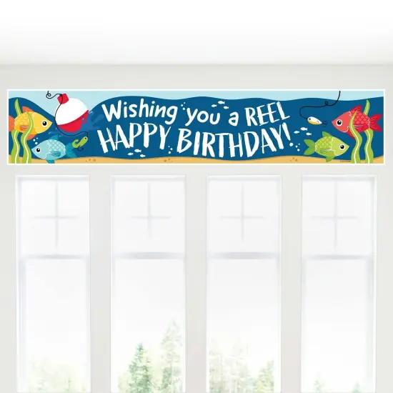 Big Dot of Happiness Let's Go Fishing - Happy Birthday Fish Themed Decorations Party Banner {6}