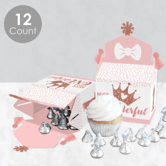 Big Dot of Happiness 1st Birthday Little Miss Onederful - Treat Box Party Favors - Girl First Birthday Party Goodie Gable Boxes - Set of 12 {4}