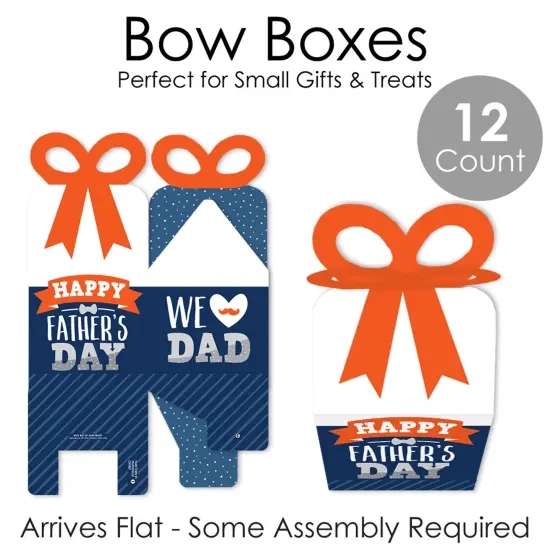 Big Dot of Happiness Happy Father's Day - Square Favor Gift Boxes - We Love Dad Party Bow Boxes - 12 Ct {7}
