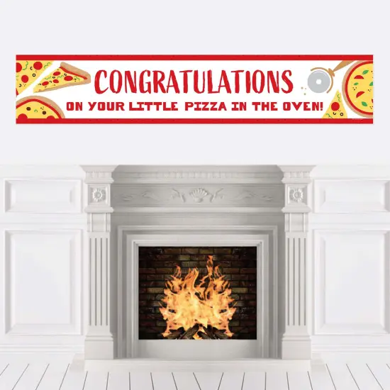Big Dot of Happiness Pizza Party Time - Baby Shower Decorations Party Banner {1}