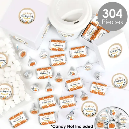 Big Dot of Happiness Happy Thanksgiving - Fall Harvest Party Candy Favor Sticker Kit - 304 Pieces {3}